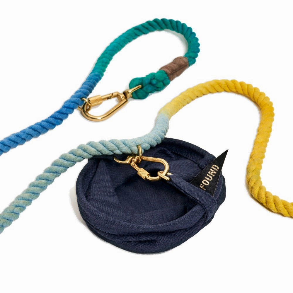 Collapsible Travel Cotton Canvas Dog Water Bowl Midnight
