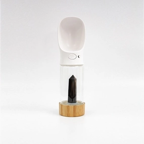 Crystal Infused Dog Water Bottle Black Obsidian