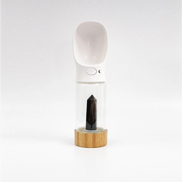 Crystal Infused Dog Water Bottle Black Obsidian