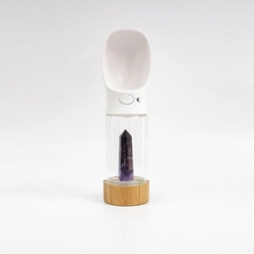 Crystal Infused Dog Water Bottle Chevron Amethyst