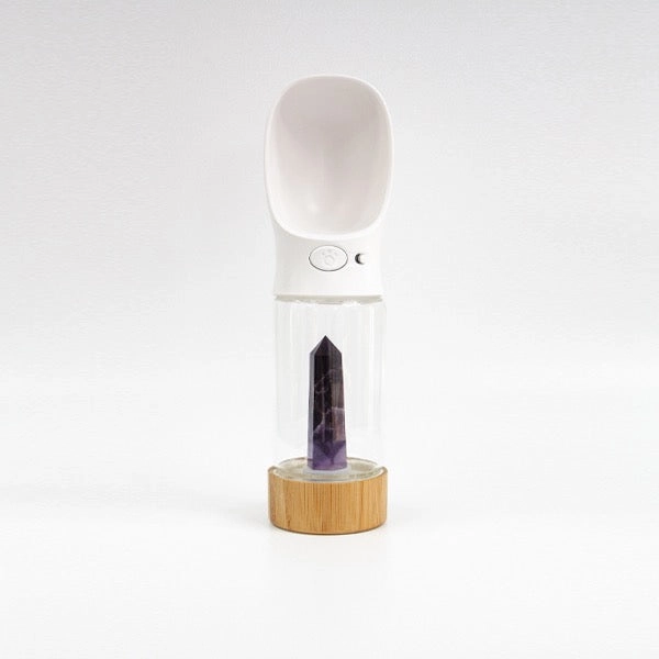 Crystal Infused Dog Water Bottle Chevron Amethyst