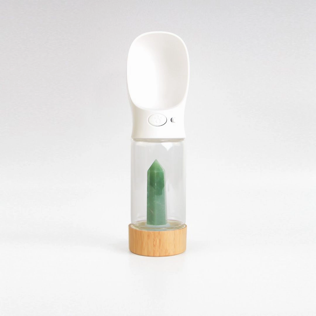 Crystal Infused Dog Water Bottle Green Aventurine