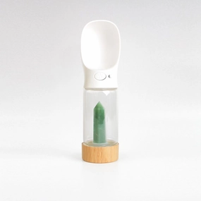 Crystal Infused Dog Water Bottle Green Aventurine