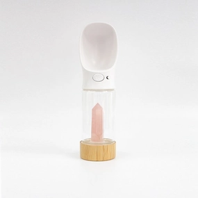 Crystal Infused Dog Water Bottle Rose Quartz