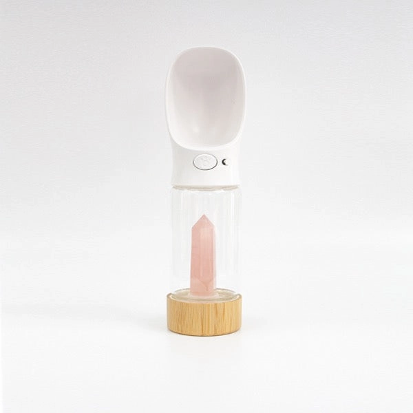Crystal Infused Dog Water Bottle Rose Quartz