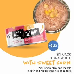 Daily Delight Cat Skipjack Tuna White with Sweet Corn in Jelly 80g (DD56)