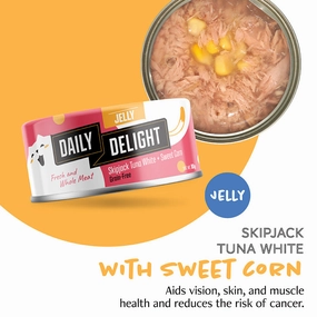 Daily Delight Cat Skipjack Tuna White with Sweet Corn in Jelly 80g (DD56)