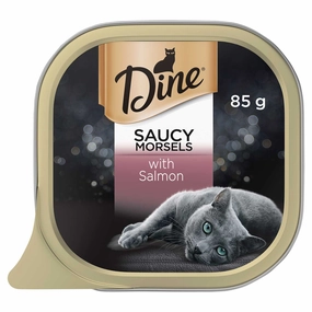 Dine Cat Food Tray Saucy Morsels with Salmon