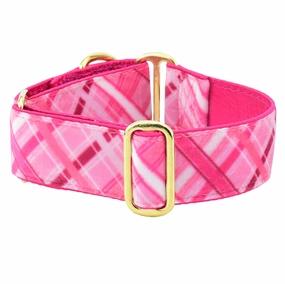 Elite Velvet Dog Collar Very Pink Plaid