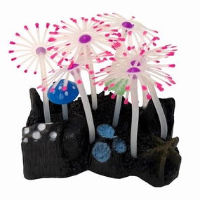 Fish Gear Glow Pink/Clear Mushrooms Silicone Aquarium Ornament