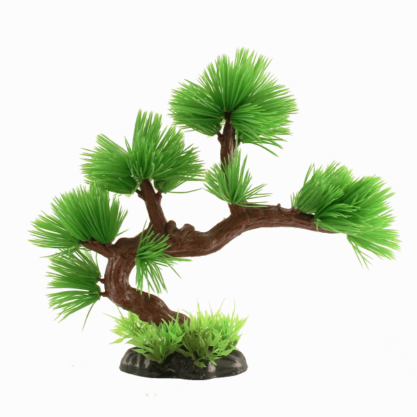 Fish Gear Green Pine Bonsai Tree Plastic Aquarium Plant