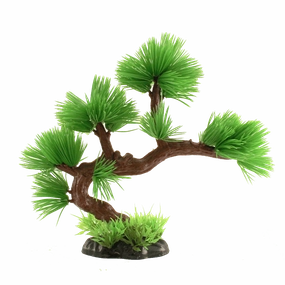 Fish Gear Green Pine Bonsai Tree Plastic Aquarium Plant