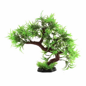 Fish Gear Green Spiked Leaf Bonsai Tree Plastic Aquarium Plant
