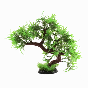 Fish Gear Green Spiked Leaf Bonsai Tree Plastic Aquarium Plant