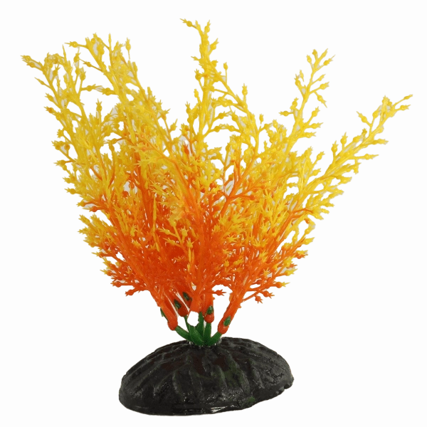 Fish Gear Orange & Yellow Wisteria Plastic Betta Plant (4")