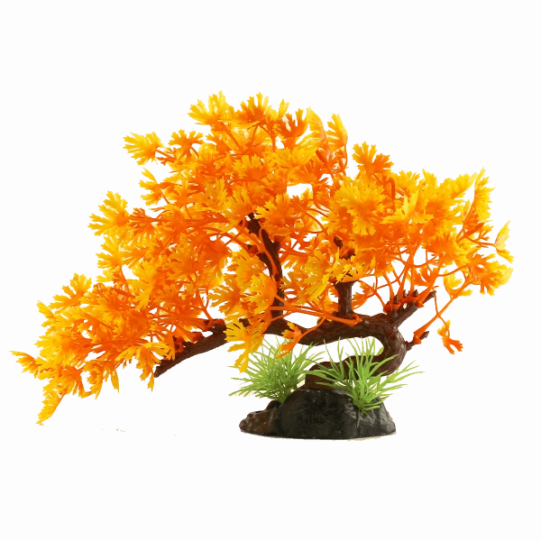 Fish Gear Orange Bonsai Tree Plastic Aquarium Plant