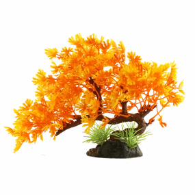 Fish Gear Orange Bonsai Tree Plastic Aquarium Plant