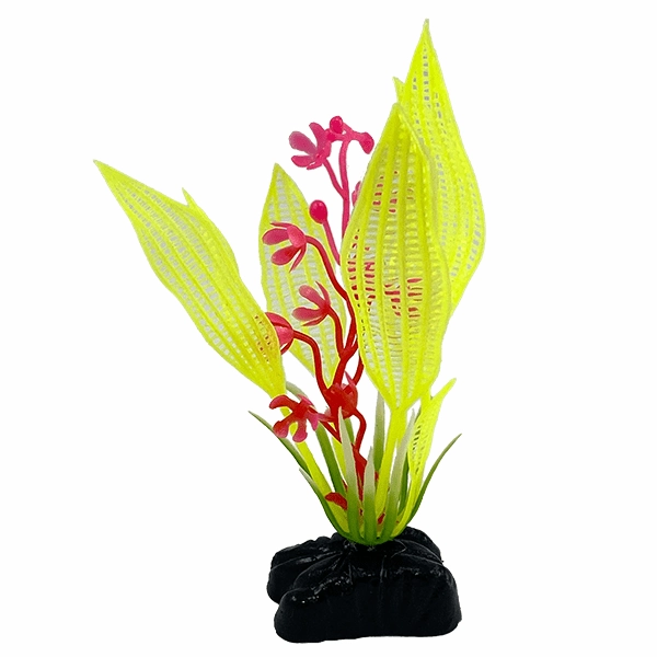 Fish Gear Yellow Madagascar Lace Plastic Betta Plant (3")