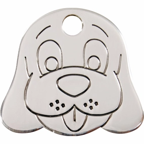 Flat Stainless Steel Dog Face Dog ID Tag
