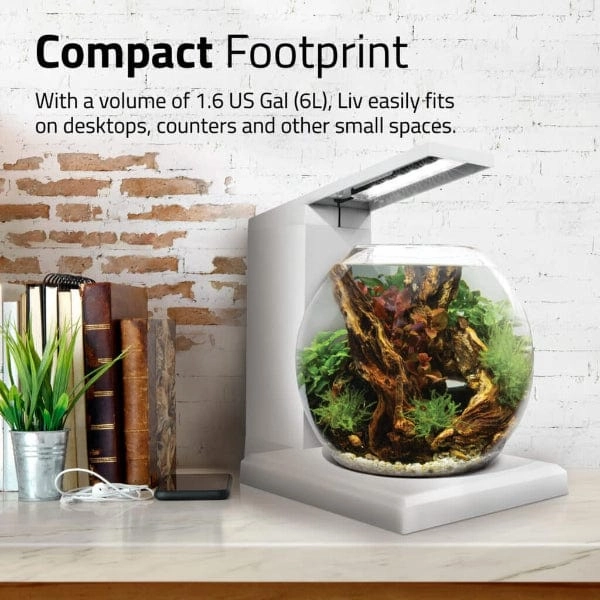 Fluval Liv Microscaping Aquarium Kit, 1.6 US Gal / 6 L, White