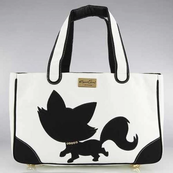 Foxy Pom Rescue Me Tote Canvas Dog Carrier White
