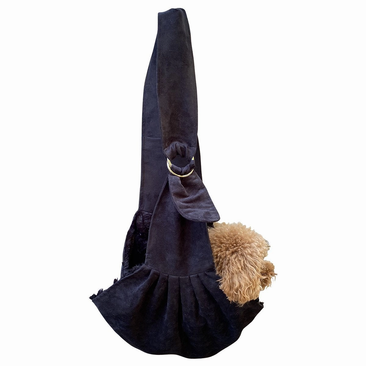 Fur Baby Adjustable Sling Dog Carrier Black Suede
