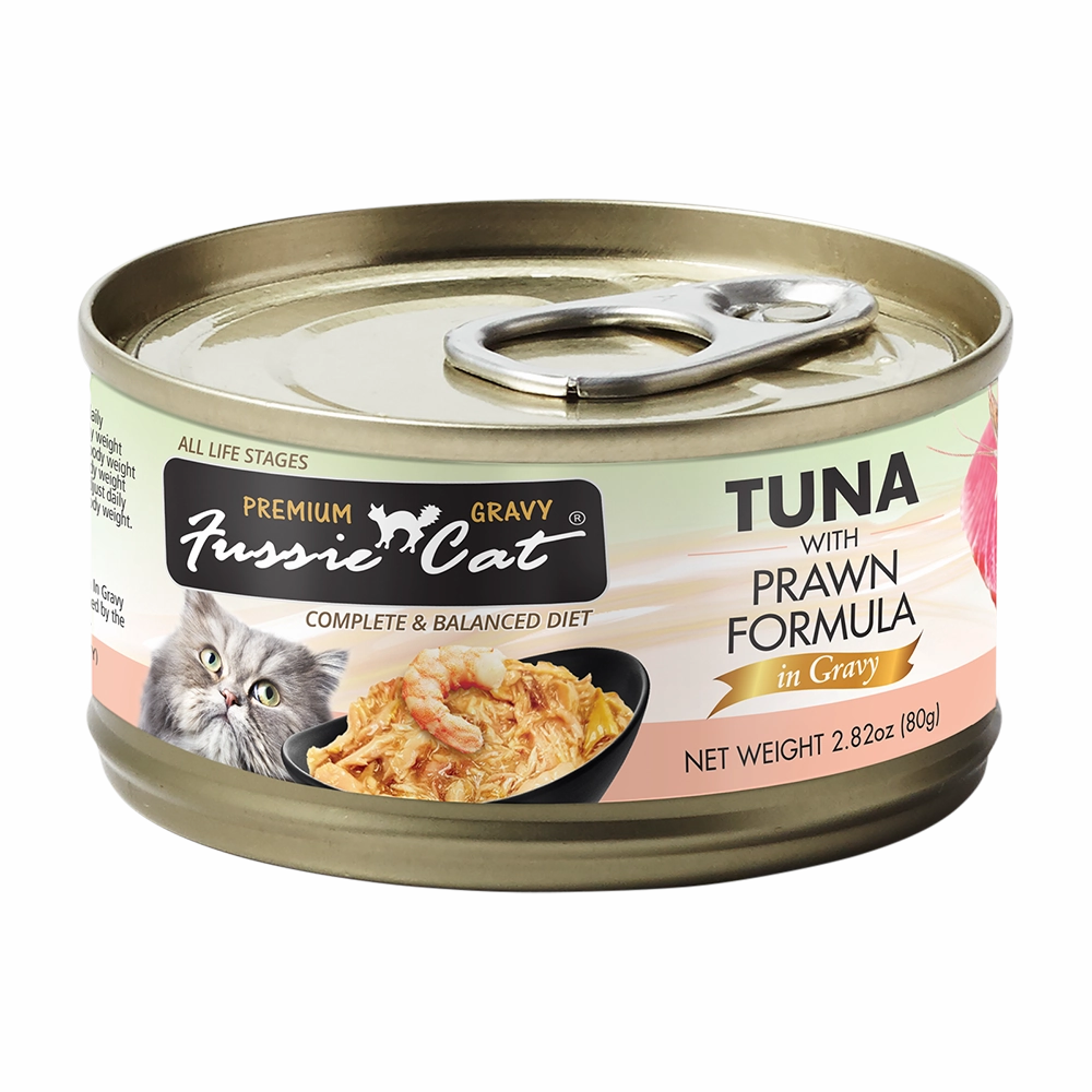Fussie Cat Black Label Tuna with Prawn in Gravy 80g