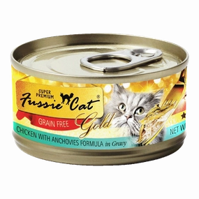 Fussie Cat Gold Label Chicken with Anchovies in Gravy 80g