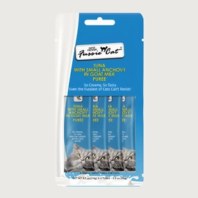 FUSSIE CAT Tuna with Small Anchovy in Goat Milk Pure Treats for Cats