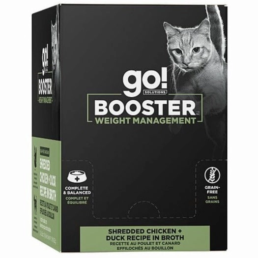 Go! Solutions Booster Weight Management Shredded Chicken   Duck in Bone Broth Wet Cat Food