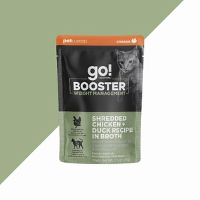 Go! Solutions Booster Weight Management Shredded Chicken   Duck in Bone Broth Wet Cat Food