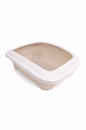 Great and Small Stone Beige with Rim Litter Tray