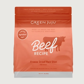 GREEN JUJU Freeze-Dried Raw Grass Fed Beef Recipe for Dogs