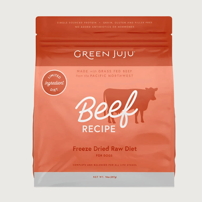 GREEN JUJU Freeze-Dried Raw Grass Fed Beef Recipe for Dogs