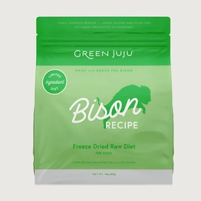 GREEN JUJU Freeze-Dried Raw Grass Fed Bison Recipe for Dogs