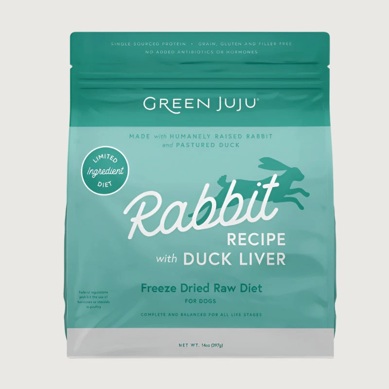 GREEN JUJU Freeze-Dried Raw Rabbit Recipe with Duck Liver for Dogs
