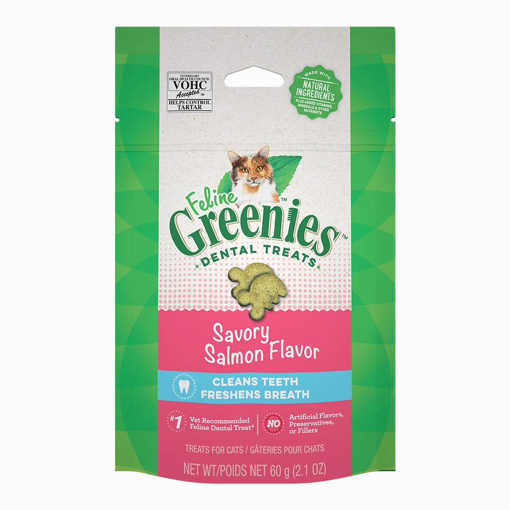 Greenies Cat Dental Treats - Savory Salmon Flavor 2.1oz