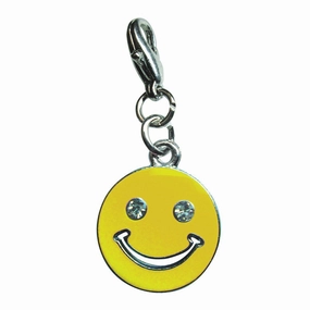 Happy Face Yellow Enamel Dog Collar Charm