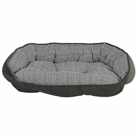 Herringbone Microvelvet Crescent Dog Bed