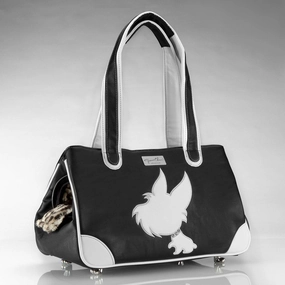 I Love New Yorkie Rescue Me Tote Faux Leather Dog Carrier Black