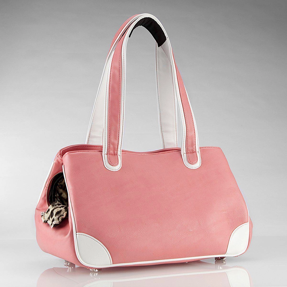 I Love New Yorkie Rescue Me Tote Faux Leather Dog Carrier Pink