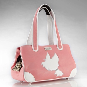 I Love New Yorkie Rescue Me Tote Faux Leather Dog Carrier Pink
