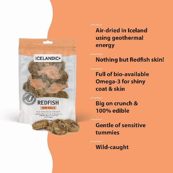 Icelandic  Redfish Skin Rolls Dog Treats (SPECIAL ORDER ITEM)