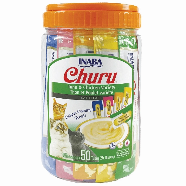 Inaba Churu Chicken & Tuna Recipe Creamy Pure Cat Treat Variety Jar