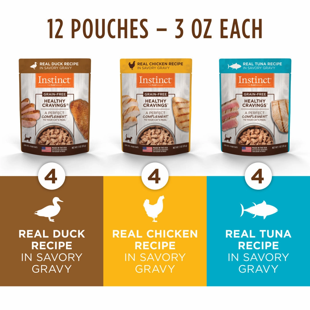 Instinct The Raw Brand Cat Pouch Healthy Cravings Grain-Free Variety Pack 3oz x 12