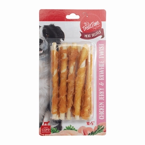 It's Treat Time Meat Delites Chicken Jerky with Rawhide Twist 10pk