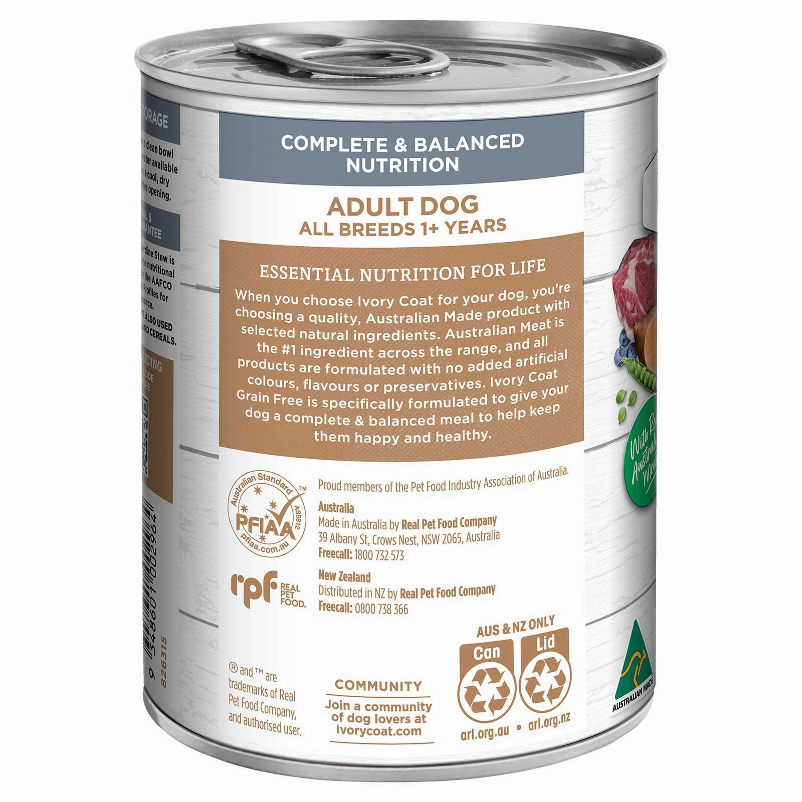 Ivory Coat Grain Free Dog Food Can Adult Lamb & Sardine Stew