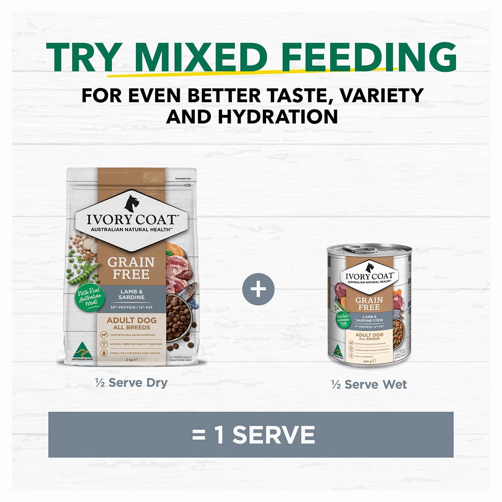 Ivory Coat Grain Free Dog Food Can Adult Lamb & Sardine Stew