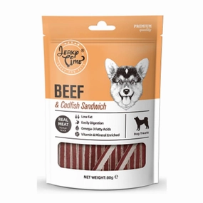 Jerky Time Dog Beef & Codfish Sandwich 80g