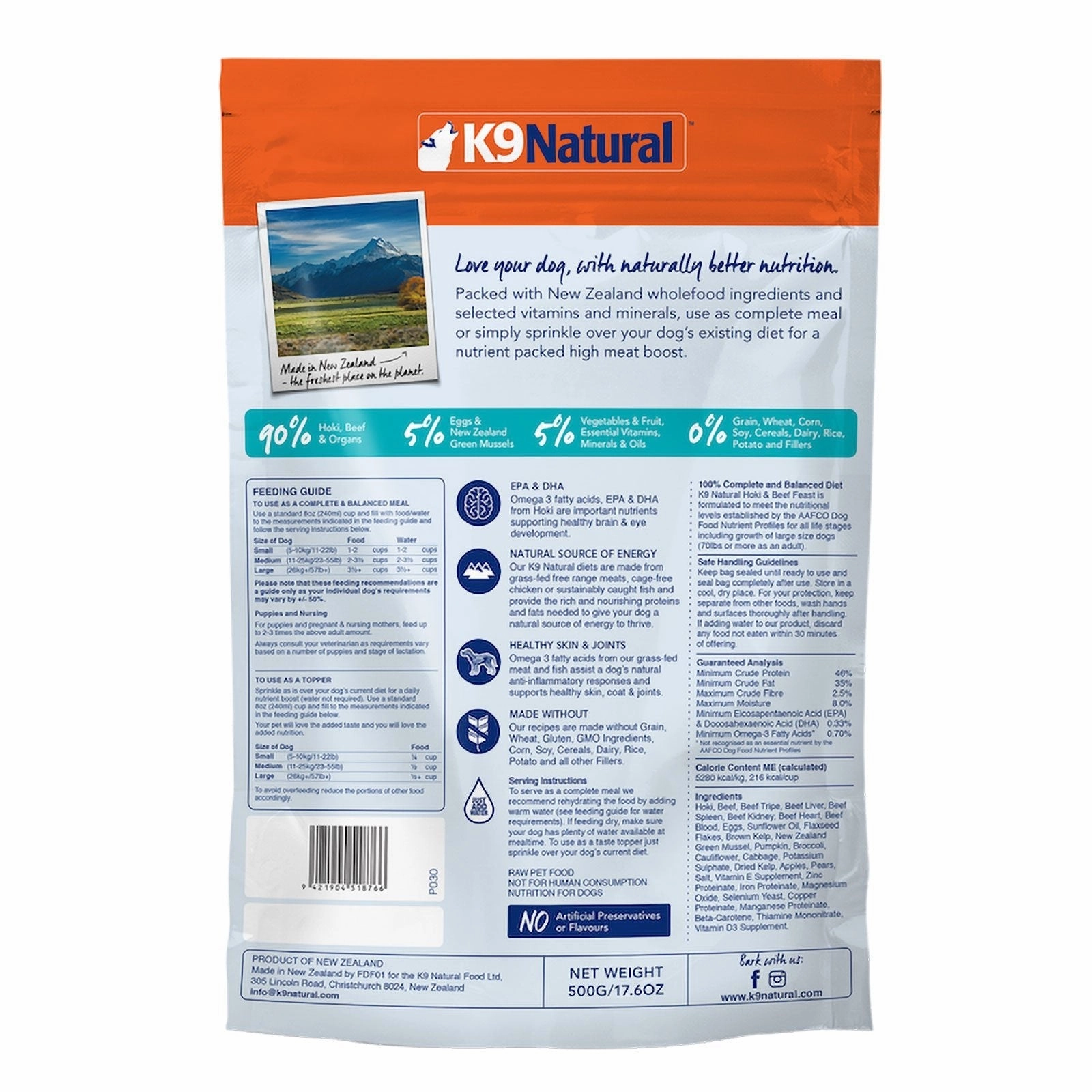 K9 Natural Dog Food Beef & Hoki